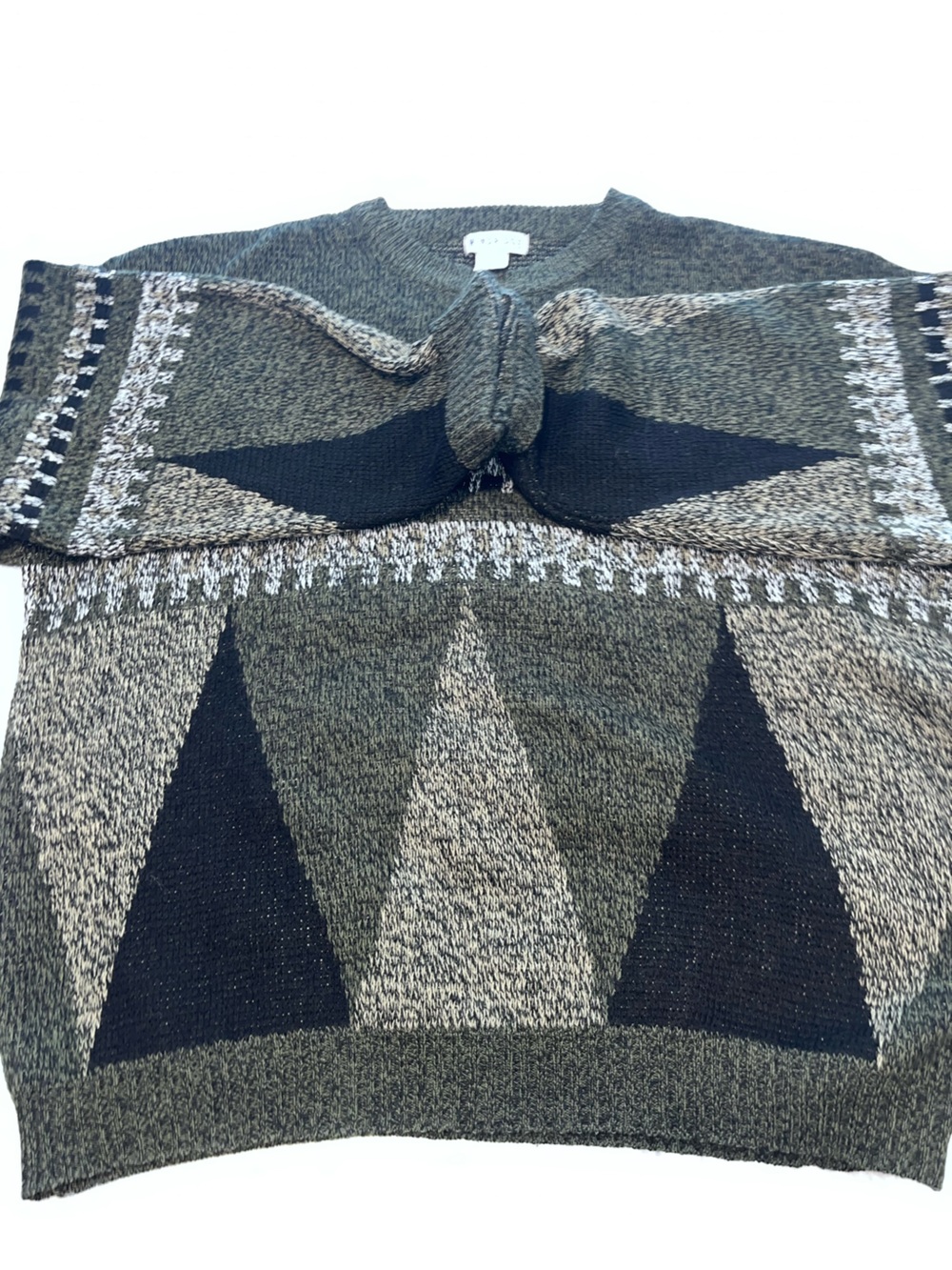 Men's Olive & Black Geometric Crewneck Sweater
